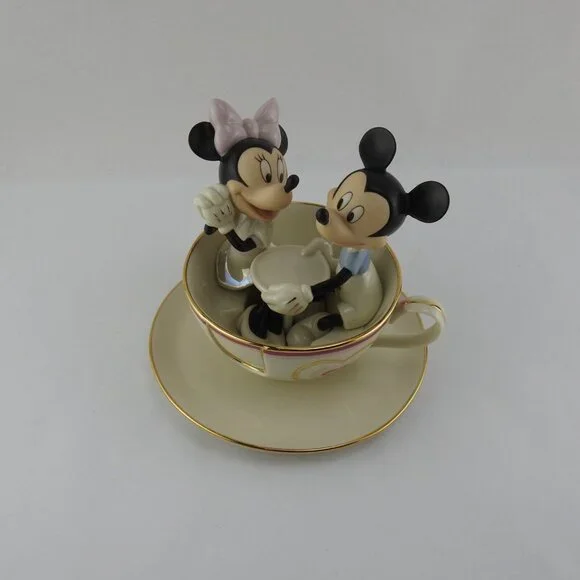 LENOX Mickey's Teacup Twirl Sculpture Lenox Disney 24K Gold